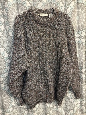 Vintage Hemisphere Ireland Wool Irish Fisherman Cable Knit Sweater Large Thick