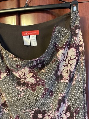 AK Anne Klein Skirt Size 22w Silk/Seda/Sone Floral Print Made In Chine