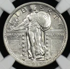 1919 STANDING LIBERTY QUARTER NGC AU 53 GLOSSY, SLIGHTLY GREYING SILVER, LIGHT,