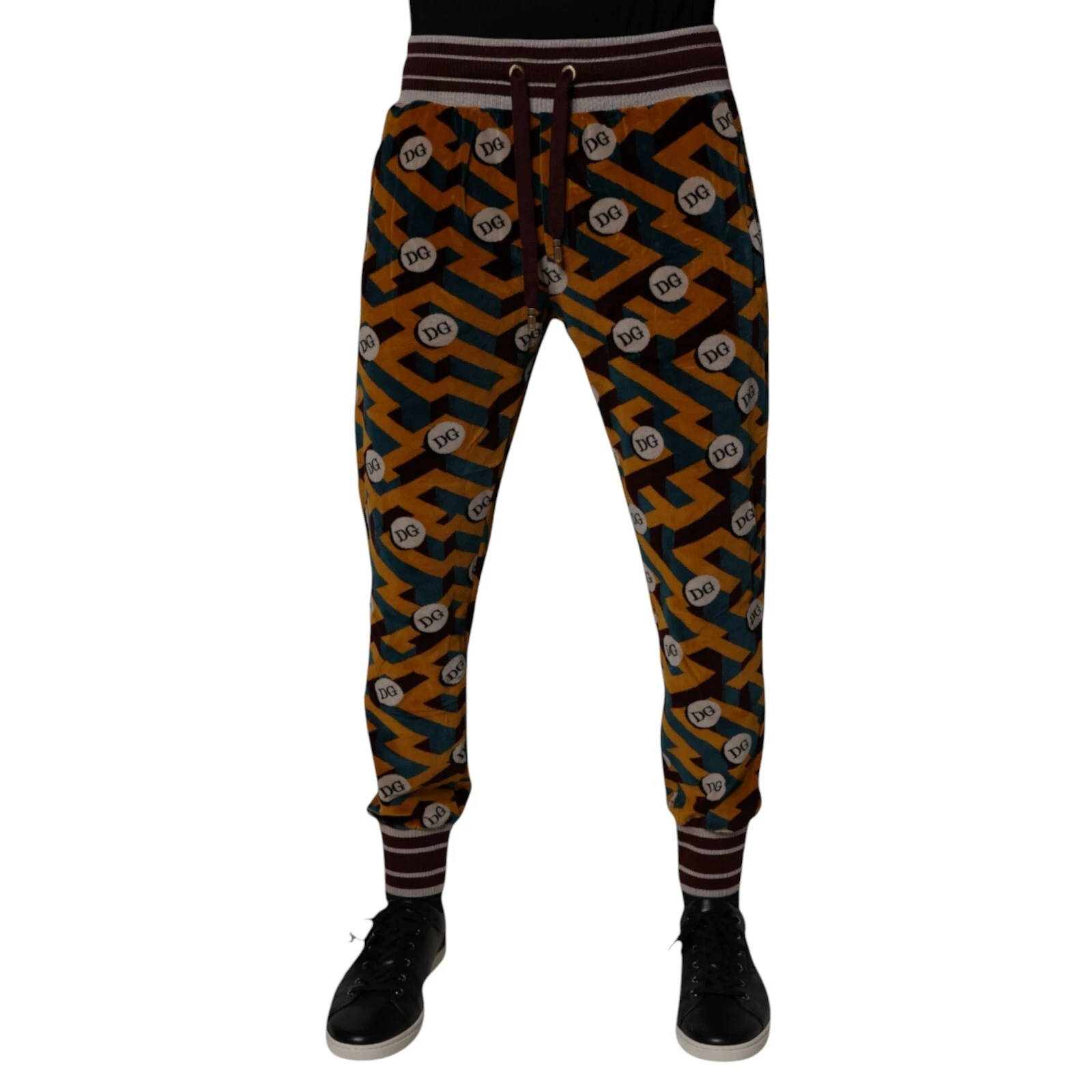 DOLCE & GABBANA Pants Multicolor Logo Monogram Jogger Men Sweatpants IT46/W32/S