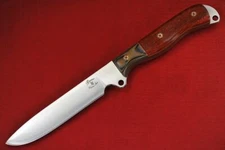 Busse Custom FAT SHSJ .18" Satin INFI, Brown/Black G10 G-rexed Blood Wood Handle