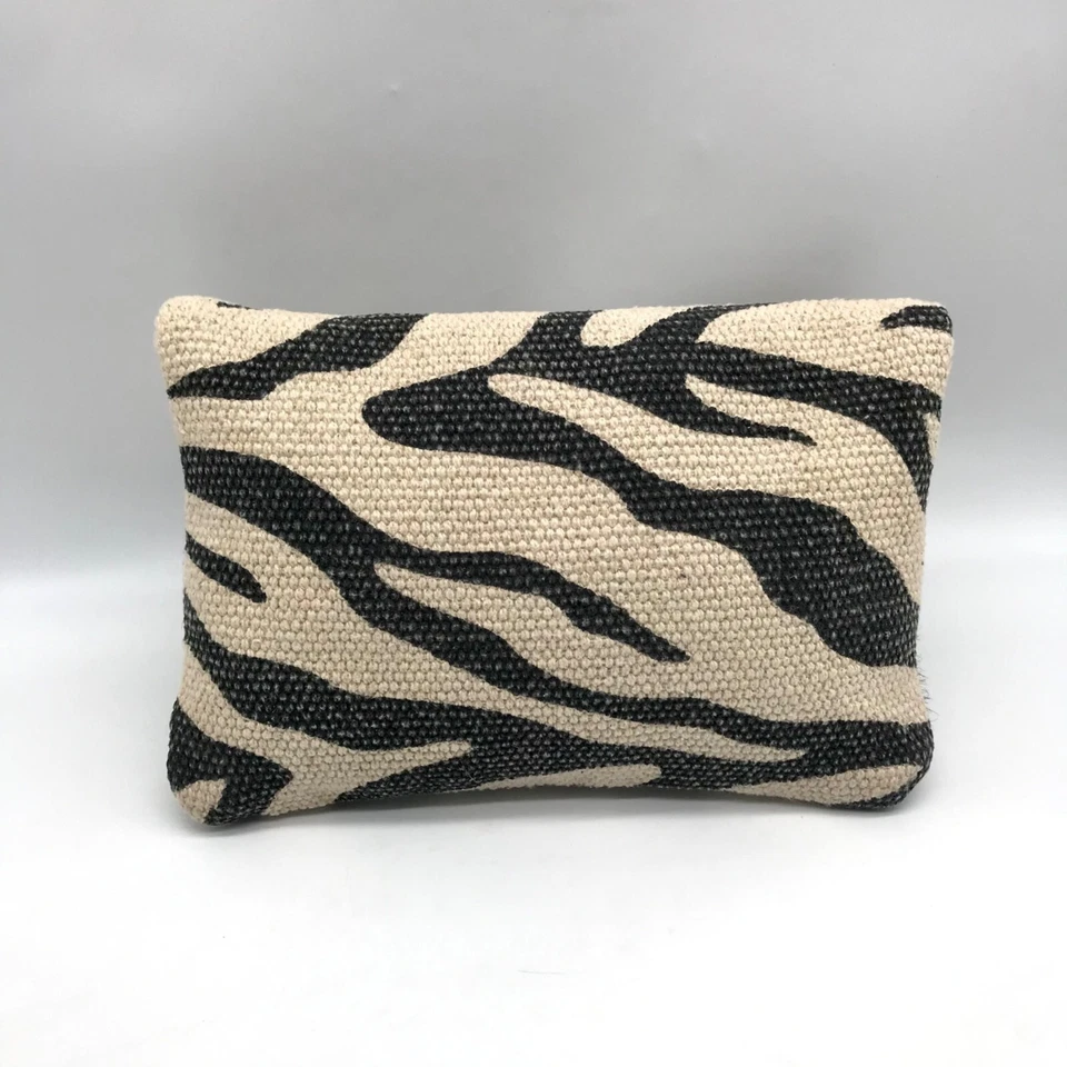 Bhrayna Zebra Design Fold Over Cotton & Leather Clutch - Image 2 of 4
