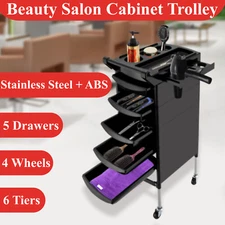 5 Drawers Beauty Storage Salon Trolley Cart Tray Rolling Storage Station 6-Tier