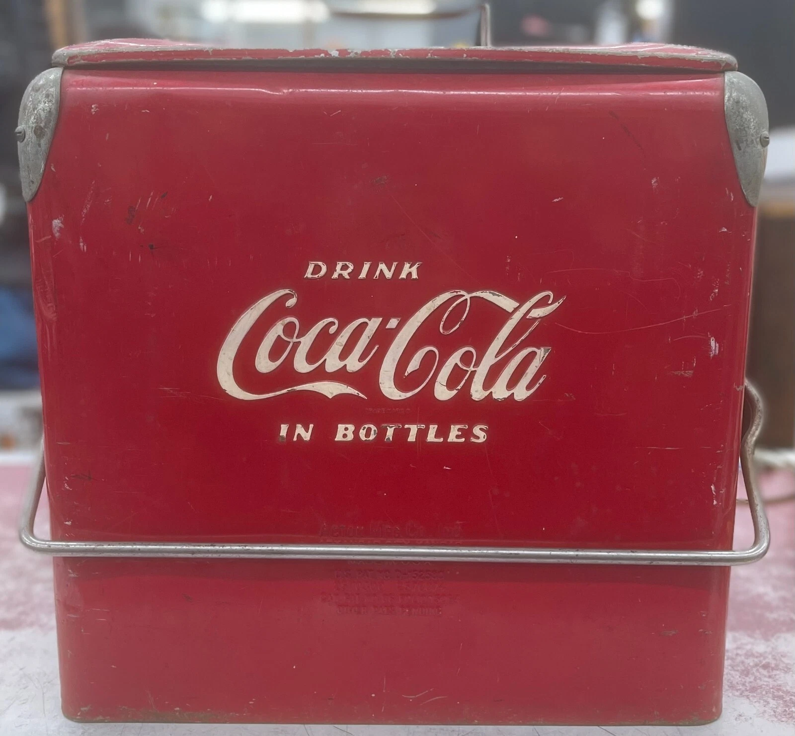 Vintage "Drink" Coca-Cola "In Bottles" Action MFG Chest Cooler w/ Bottle Opener