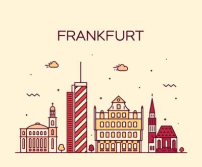 Wandbild: Frankfurt Skyline detaillierte Silhouette Trendy Vector [...]