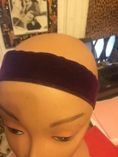 Purple Velvet Reversible Headband w/ elasticized back  