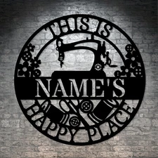 Personalized Old School Sewing Machine Metal Sign. Custom  Tailor Wall Decor