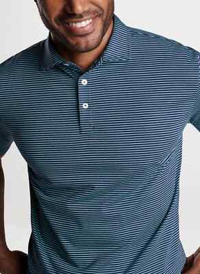 PETER MILLAR Mill Halifax Stripe Polo Pima Cotton  Size Large  MSRP $115