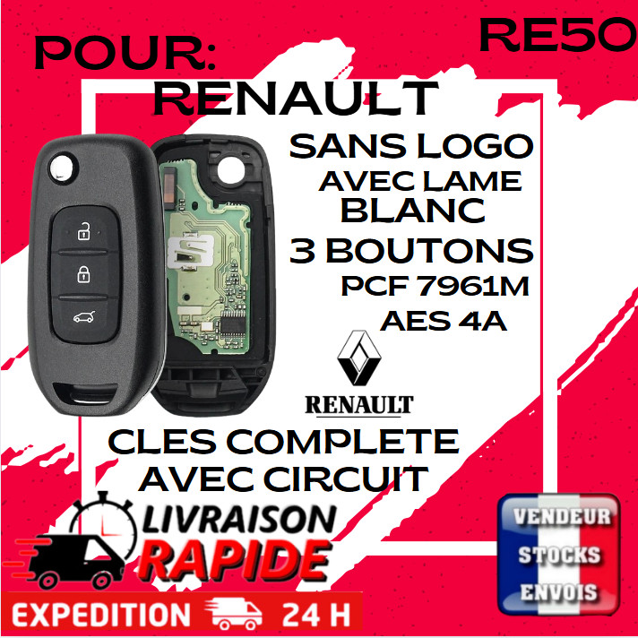 Clé télécommande Renault Talisman Megane 4 boutons noire
