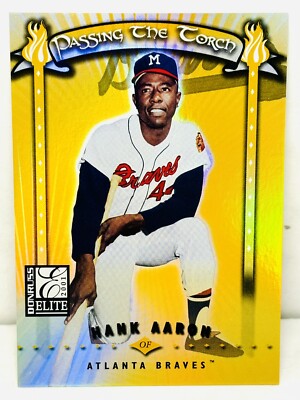 2001 DONRUSS ELITE PASSING THE TORCH HANK AARON 896/1000 PT-9 REFRACTOR