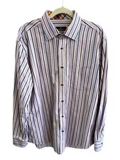 Bugatchi Uomo Shirt Mens XL Color Stripe Fit Dress Button Up