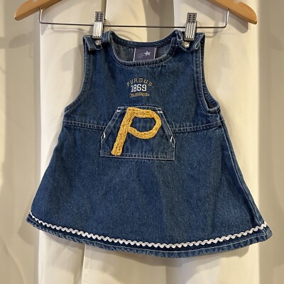 Red Oak Sportswear Purdue Little Girls Denim Dress Size 24 Months
