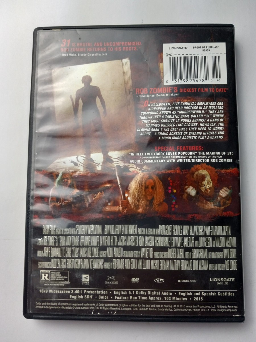 31 (DVD, 2016) Rob Zombie Film, Widescreen 31398254782| eBay