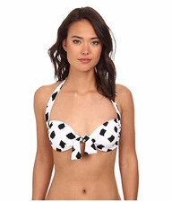 NWT NORMA KAMALI L swimsuit bikini top sweetheart front tie black Kamalikullture