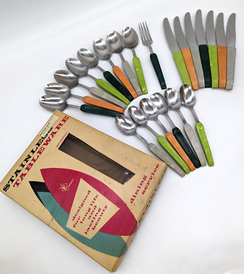 Vintage Melamine Handle Tableware Flatware Set - N.S. Co. Made in