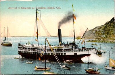 Postcard Arrival of Steamer at Catalina Island, California