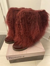 NEW BEARPAW Boetis ll Wine Real Lamb Fur Wool Lined Boots Womens Size 8 NIB