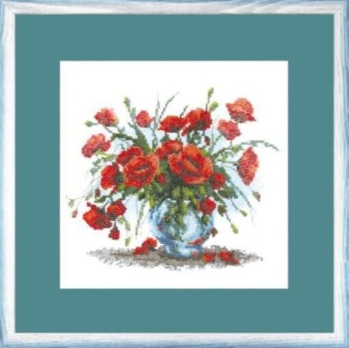 Diy Needlepoint Cross Stitch "Poppies". Embroidery Kit Unprinted Сanvas Charivna