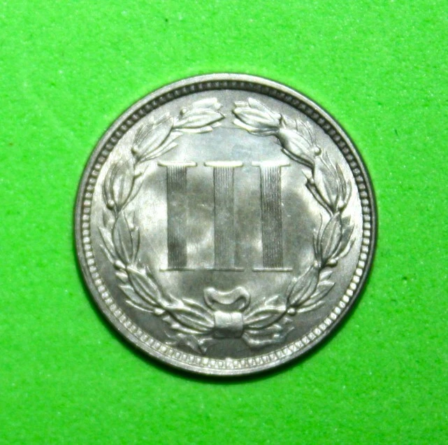 S2 - United States Three Cent Nickel 1873 Brilliant Uncirculated Coin *** Nice - Image 2 of 2