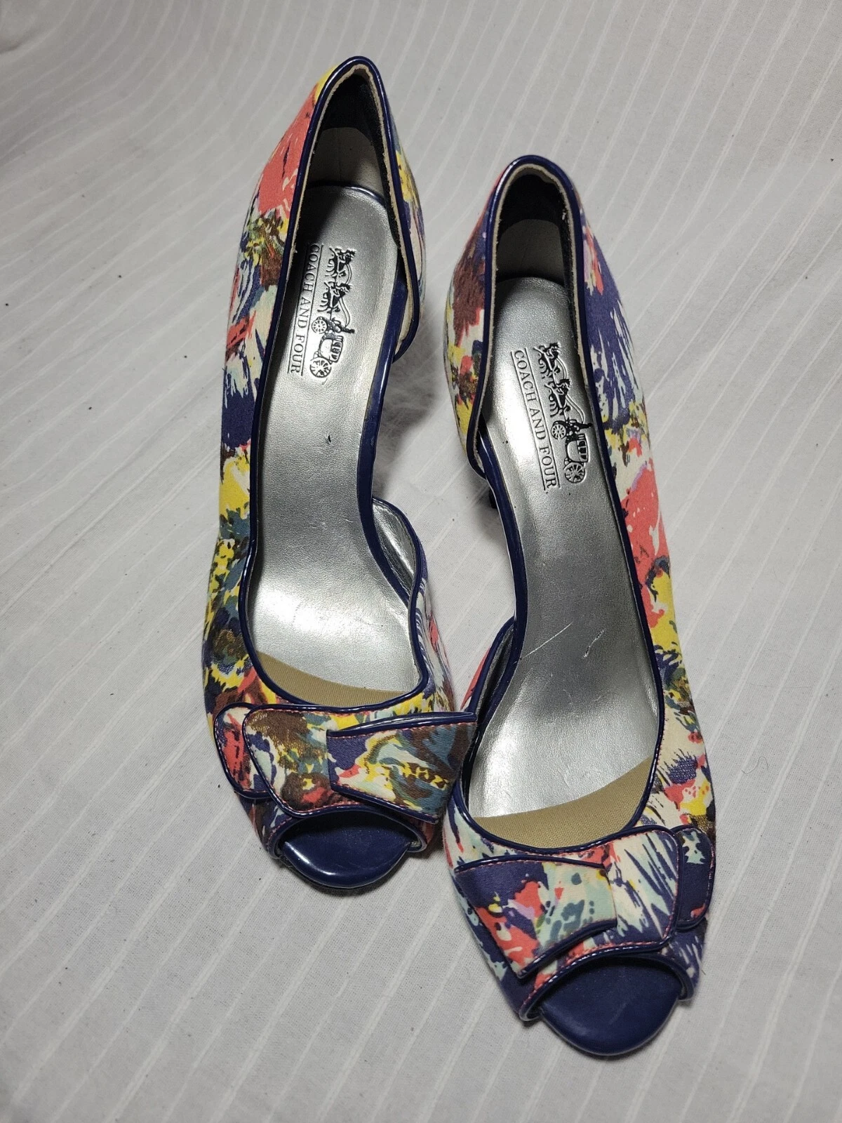 Scarpe Coach and Four D’Orsay donna tacco multicolore punta aperta taglia 6