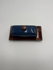 Montana Lifestyle Iron Star Covered Butter Dish Blue Bronze Star Barbwire Bottom