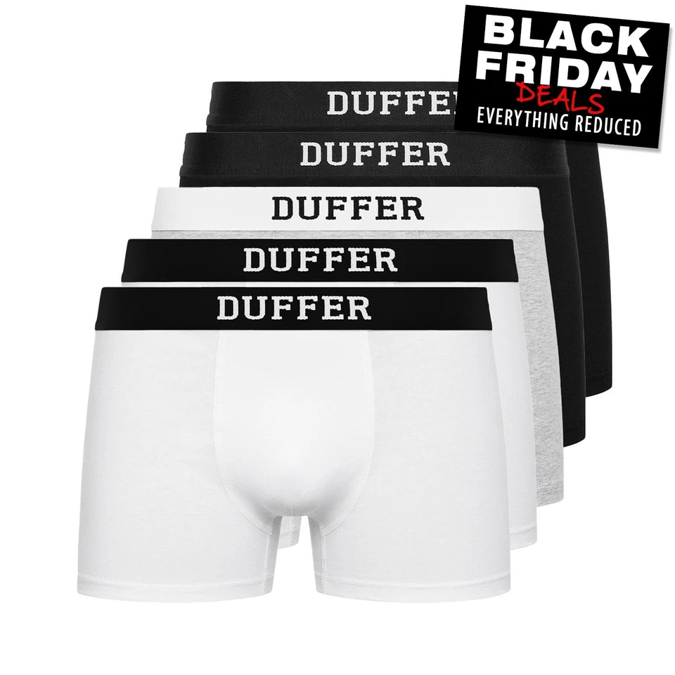 Duffer Classic Mens 5pk Casual Boxer Shorts Comfort Boxers Underwear Multicolour