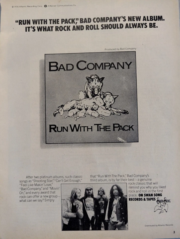 Hit Parader Magazine July 1976 KISS, Queen, Led Zeppelin, Bad Co., Bowie, Sweet - Image 2 of 4