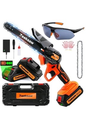 ZEEKSAW Mini Chainsaw 6 Inch Cordless, Super Handheld Chainsaw with 2x Big