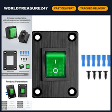Green LED Rocker Switch 2-Position DPST 4-Pin Panel Switch 16A 250VAC + 6 Blue T