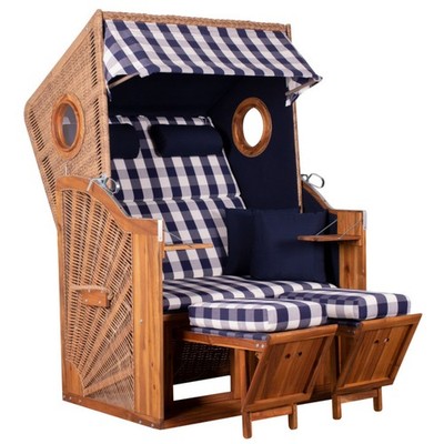 deVries Strandkorb TREND 45 PE walnut Akazie FSC  natural finis 120x80x155 cm