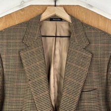 Lauren Ralph Lauren Blazer Mens 44L Brown Houndstooth 2 Button Wool Sport Jacket