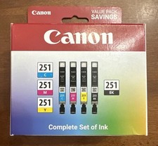 OPEN BOX 4- Pack Canon 251 Black Cyan Magenta Yellow Ink CLI-251 6513B004