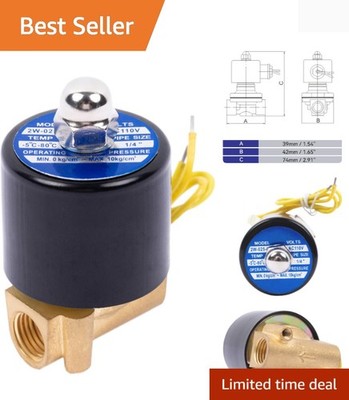 R Electric Solenoid Valve Copper Normally Closed for Water Air Gas 110V AC 1/...