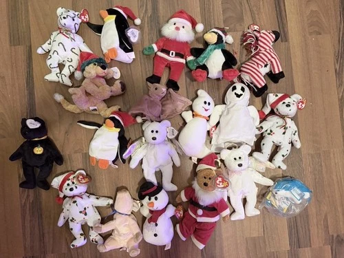 Lot of 19 Vintage Beanie Babies plush NWT Bears Christmas Ghost Halloween