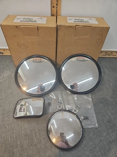 2 Round Convex Mirrors 5.5" / Stainless Steel Housing Center studs & 2 smaller