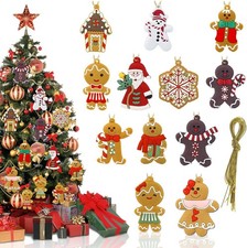 12pcs Gingerbread Man Ornaments for Christmas Tree Hanging Assorted Gingerbread
