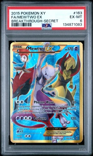 2015 POKEMON XY BREAKTHROUGH SECRET #163 FULL ART/MEWTWO EX PSA 6