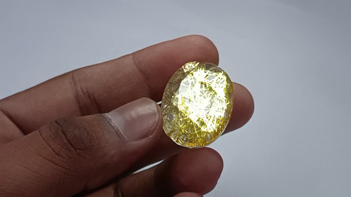 66.55 Ct Lab-Created Golden Rutilated Quartz Oval Cut, Certified Gemstone 5ARQ - Video 1 of 1