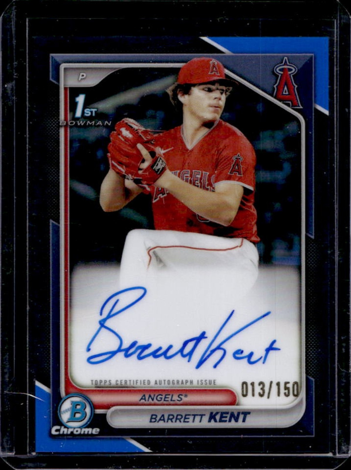 2024 Bowman Barrett Kent Chrome Auto Blue Refractor 1st #13/150 Angels