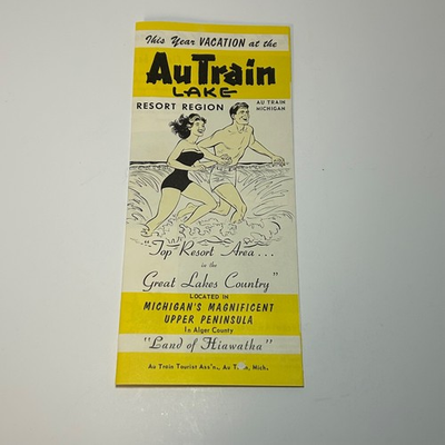 #ad Vtg AuTrain Lake Travel Brochure Great Lakes Michigan Upper Peninsula Vacation $19.72