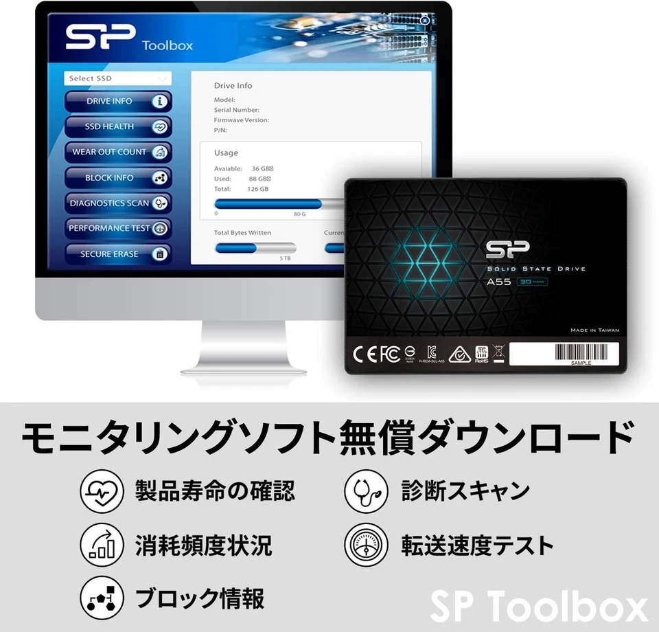 Silicon Power-128GB SSD 3D NAND A55 SLC Cache Performance Boost SATA III 2.5" 7m - Image 2 of 4