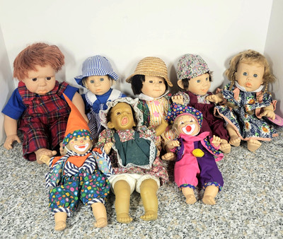 8 Expression Dolls Gloobee Gi-Go GIGO Uneeda Palm Pals Jaxx My Pal Bean Bag