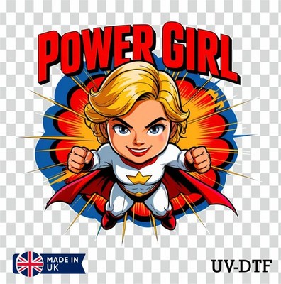 Chibi Power Girl UV DTF Aufkleber - Glas Laptop Becher Tasse zg290