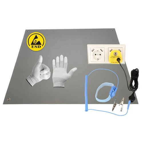 Minadax® ESD Antistatik-Matte 80 x60cm - inkl. Manschette + Erdungsstecker