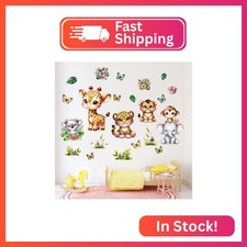 Kids Jungle Animal Wall Stickers for Nursery, Baby Room Decor, Kids Bedroom Deco