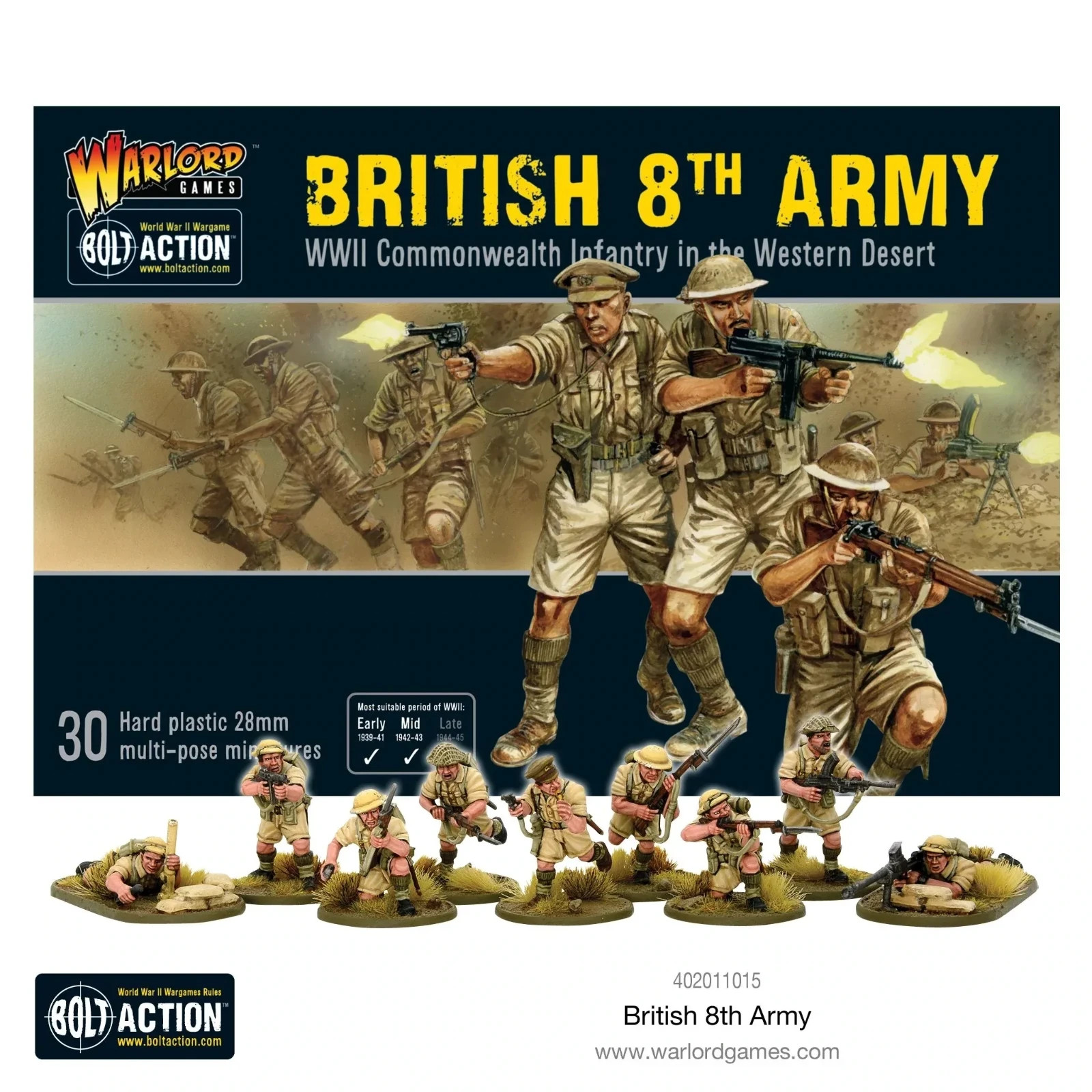 Bolt Action British 8th Army Commonwealth Infantry Miniatures