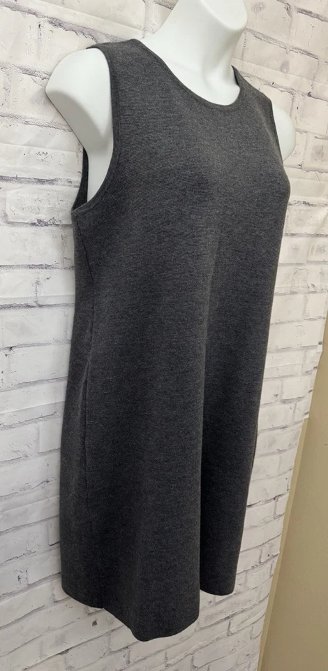 Vestido lápiz Talbots XL pura lana merino gris sin mangas sin mangas carrera Foto 2 de 4