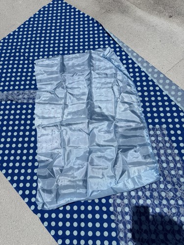Blue Fabric With Lace And Satin Pieces For Sewing