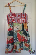 Farm Rio for Anthropologie Crochet Granny Square Tropical Mini Dress XS Cotton