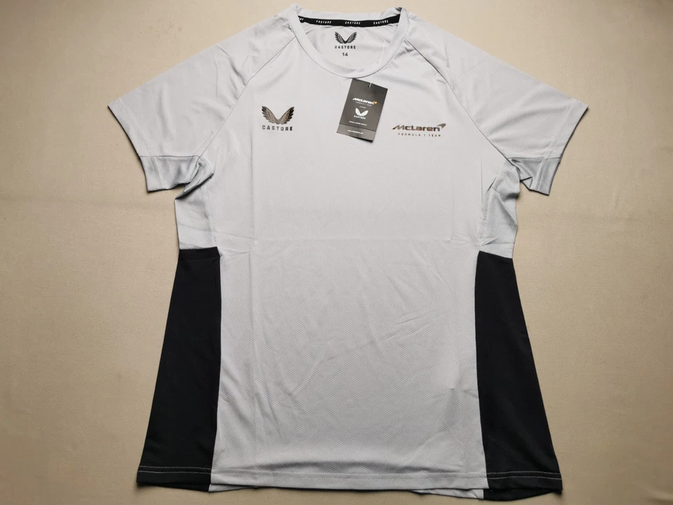 MCLAREN FORMULA 1 TEAM Womens Size 14 Performance T-Shirt (BNWT) Grey Black - Image 2 of 4